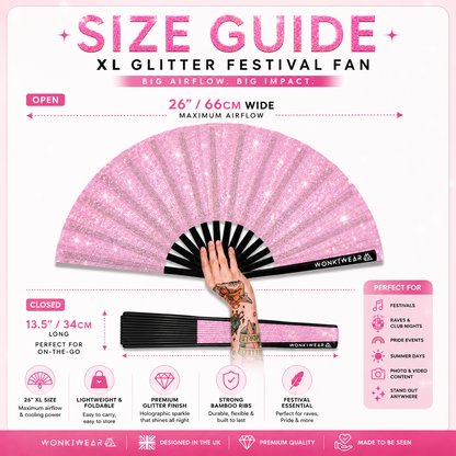 Light Pink Glitter XL Festival Fan