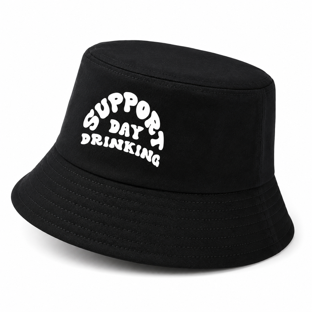 Support Day Drinking Bucket Hat – Black Festival Party Hat