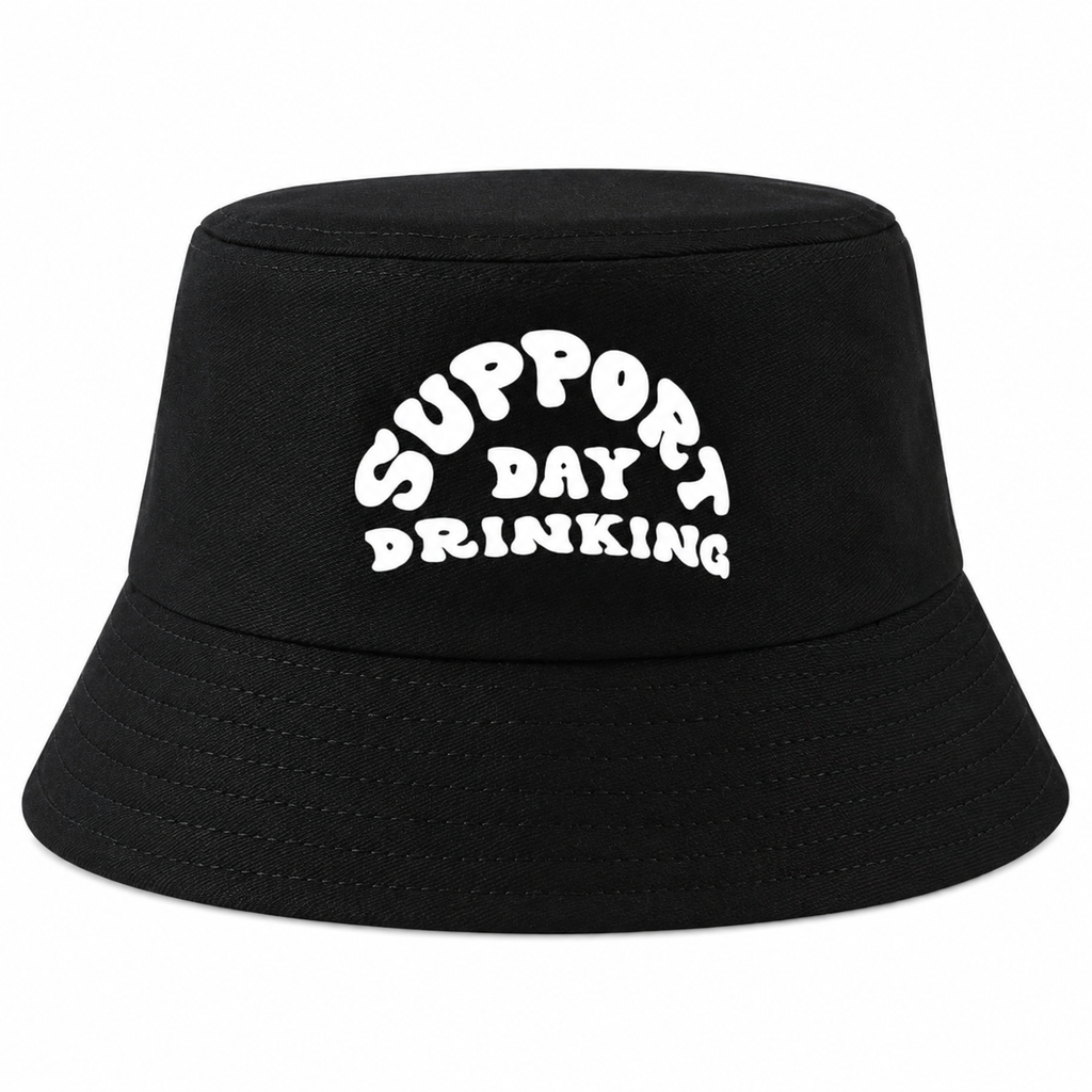 Support Day Drinking Bucket Hat – Black Festival Party Hat
