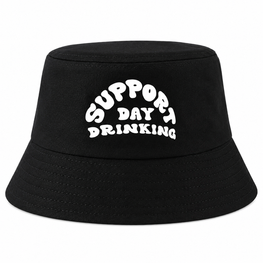 Support Day Drinking Bucket Hat – Black Festival Party Hat
