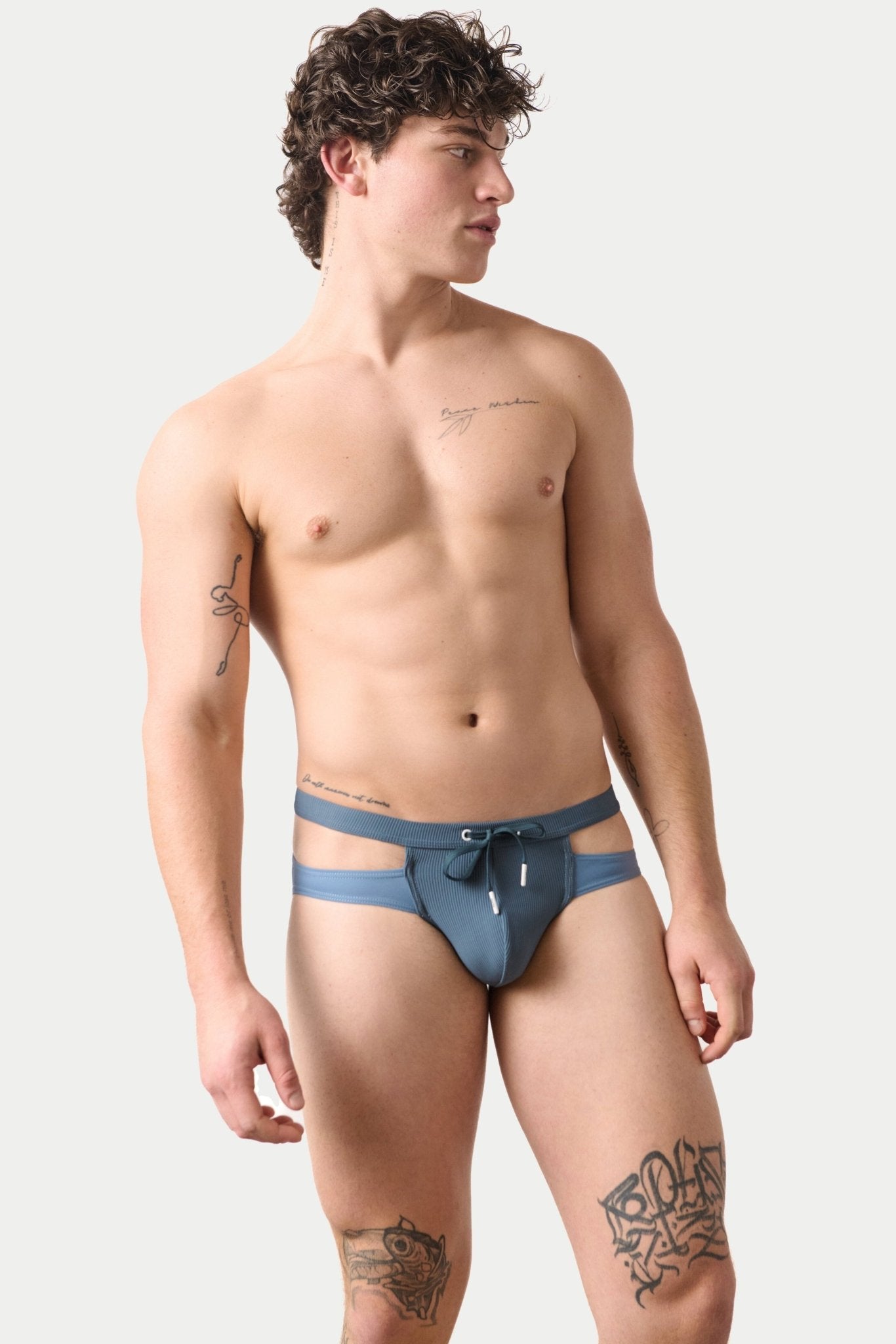 SURGE Split Swim Briefs - Steel Blue