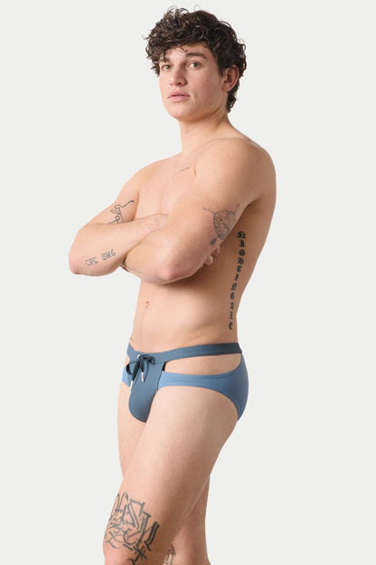 SURGE Split Swim Briefs - Steel Blue