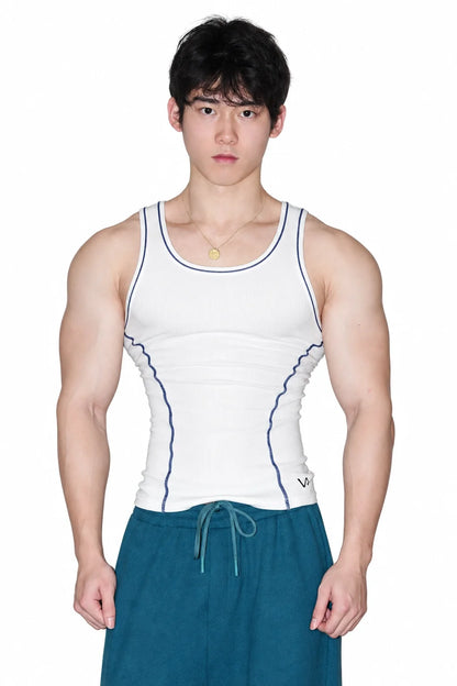 Men's Contrast Stitch Ribbed Tank Top