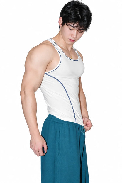 Men's Contrast Stitch Ribbed Tank Top