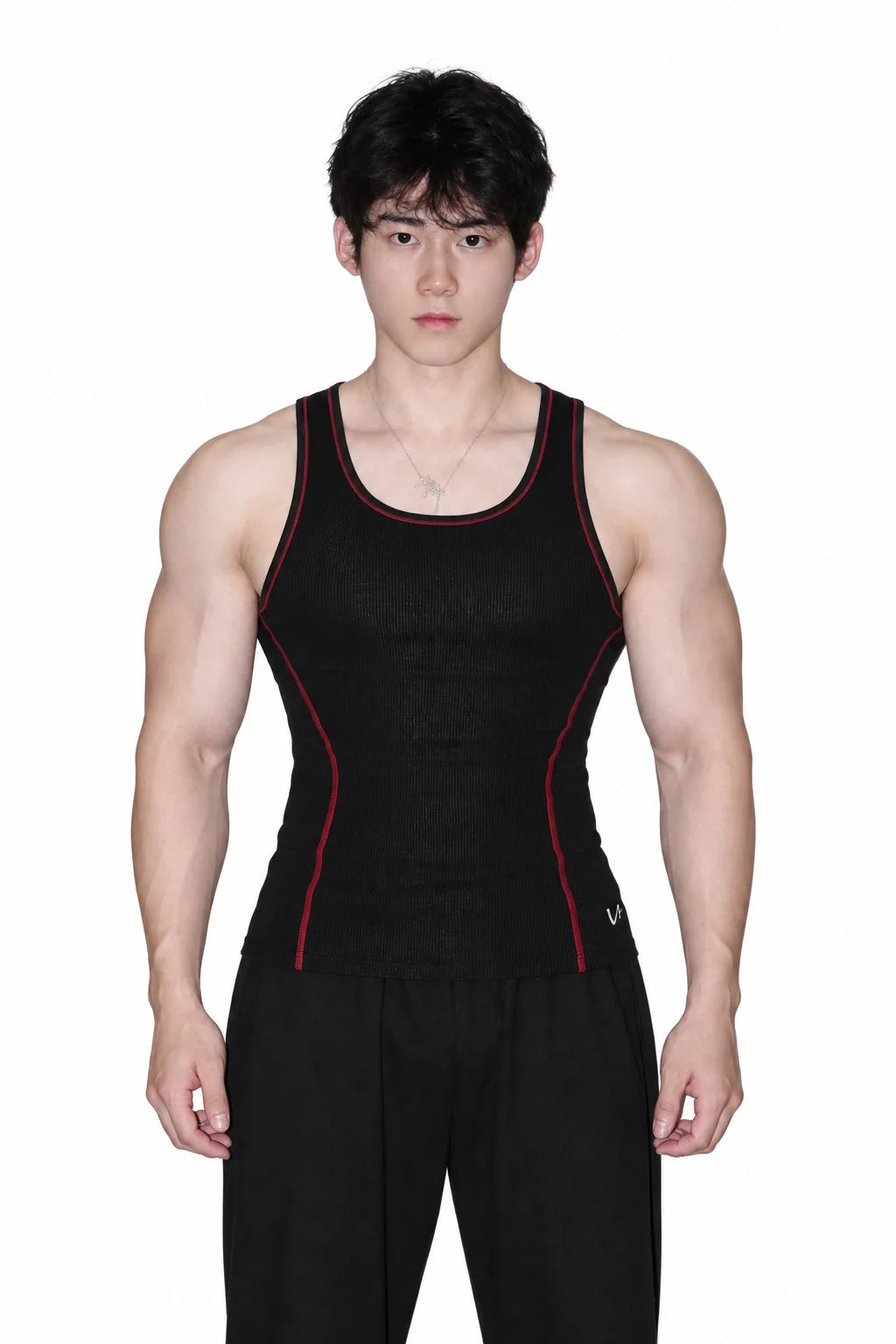 Men's Contrast Stitch Ribbed Tank Top