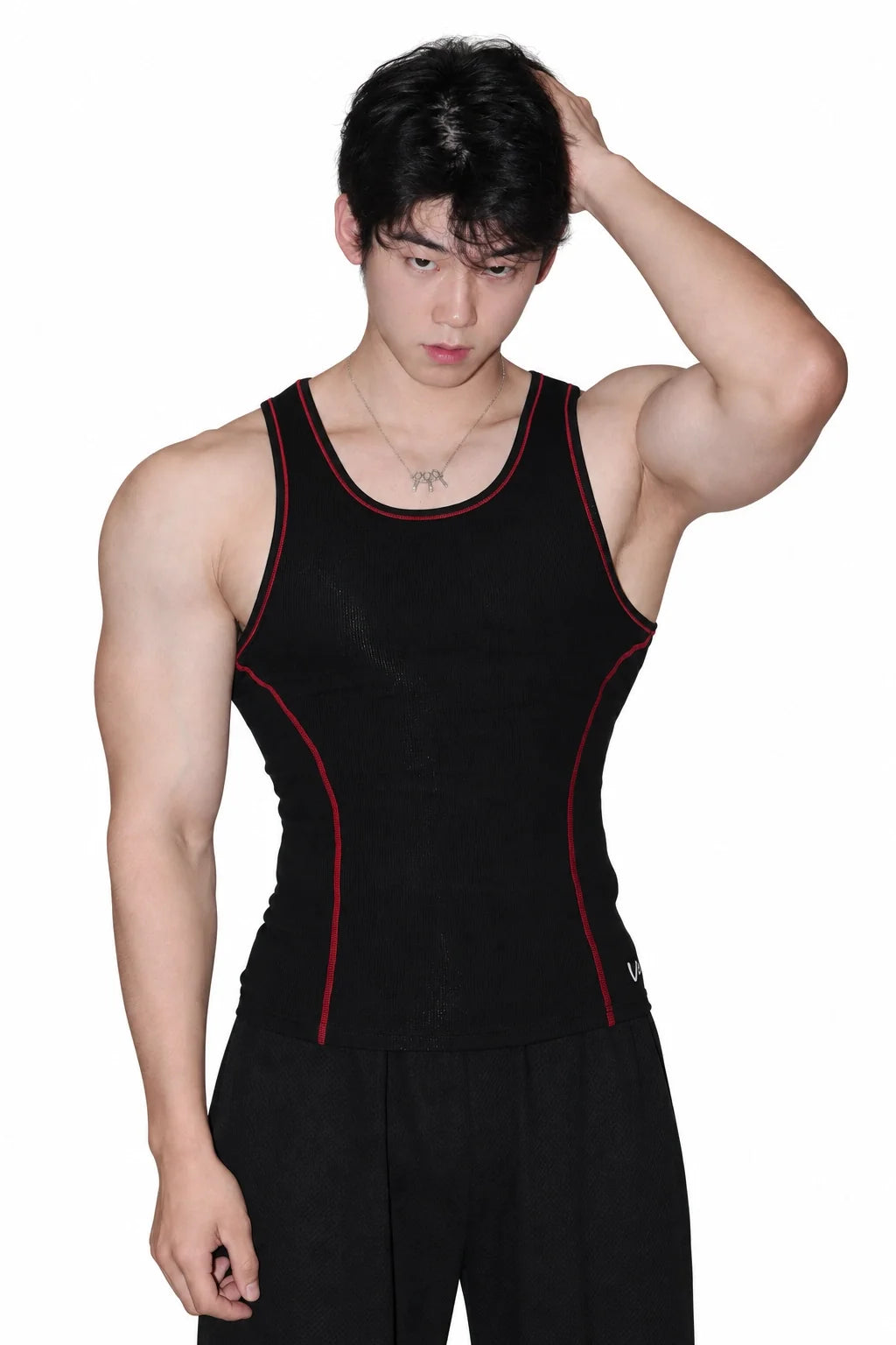 Men's Contrast Stitch Ribbed Tank Top