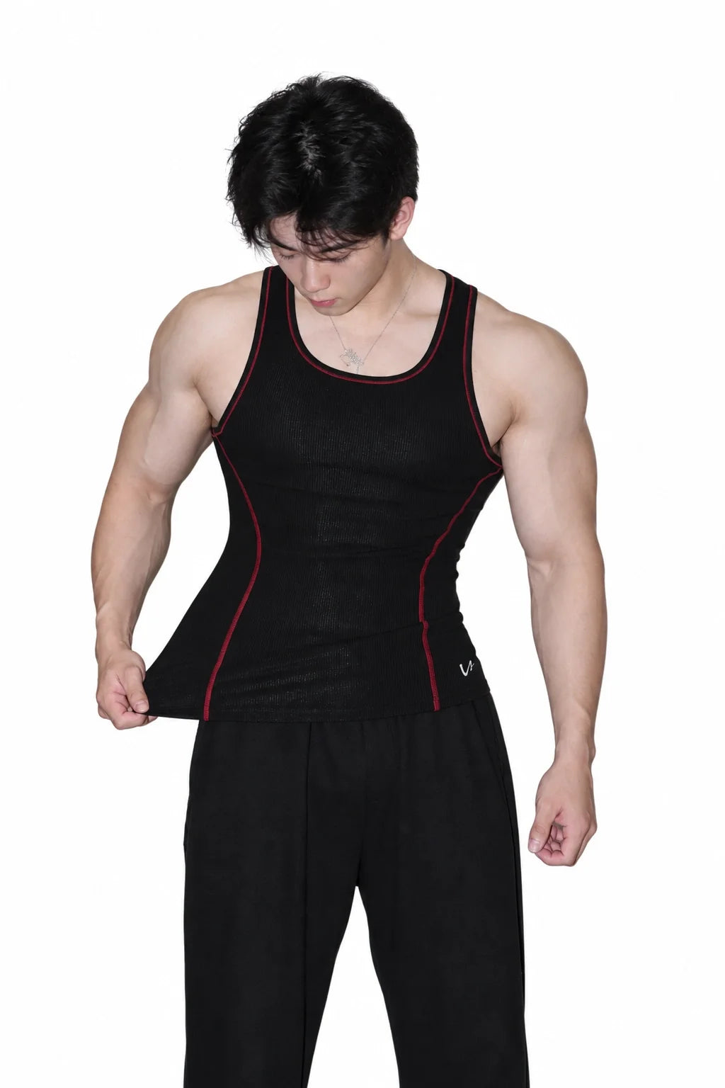Men's Contrast Stitch Ribbed Tank Top