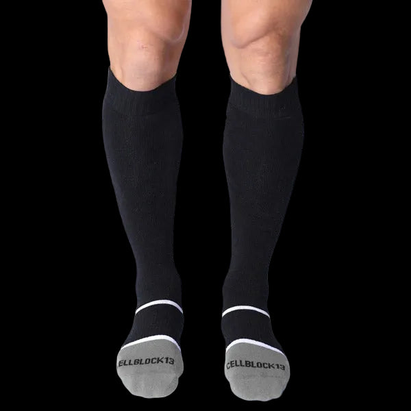 Cell Block 13 Take Down Knee High Socks | Grey