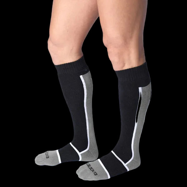 Cell Block 13 Take Down Knee High Socks | Grey