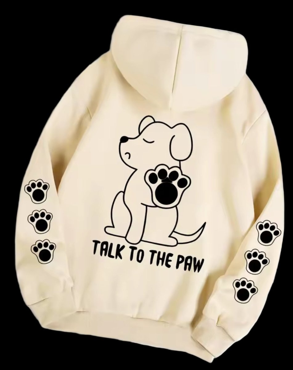 Talk To The Paw Hoodie Biege - The Pup Play Hub