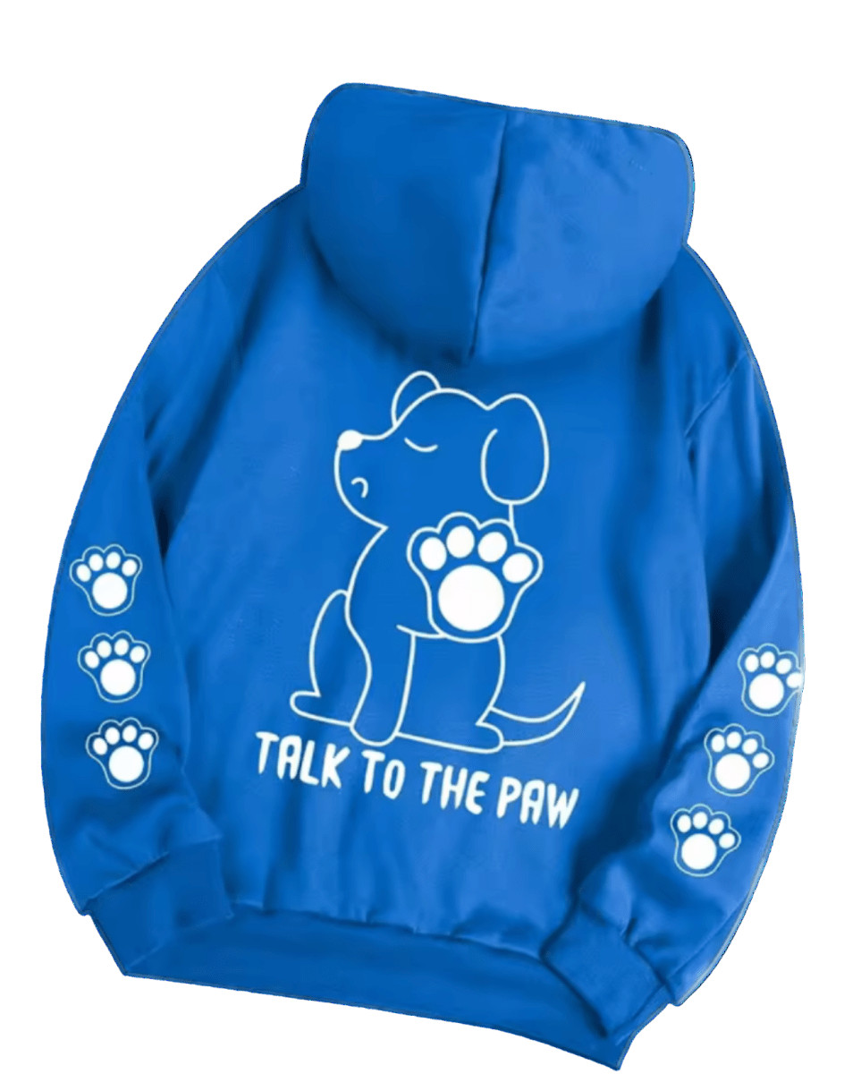 Talk To The Paw Hoodie Blue - The Pup Play Hub