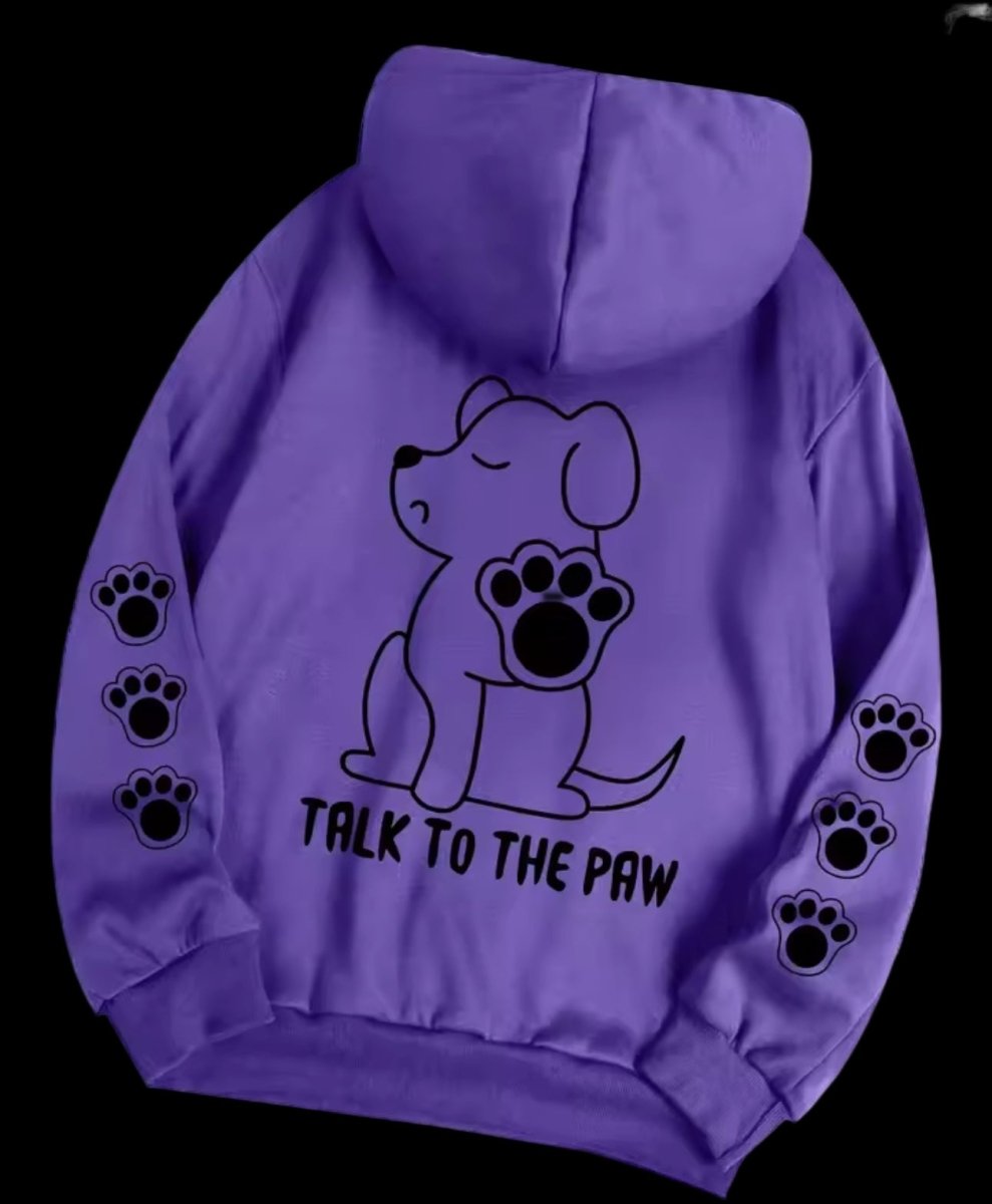 Talk To The Paw Hoodie Purple - The Pup Play Hub
