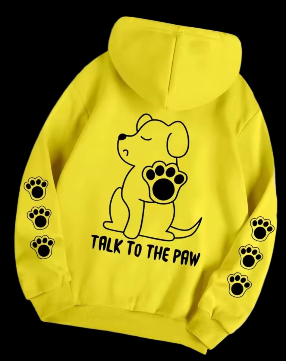 Talk To The Paw Hoodie Yellow - The Pup Play Hub