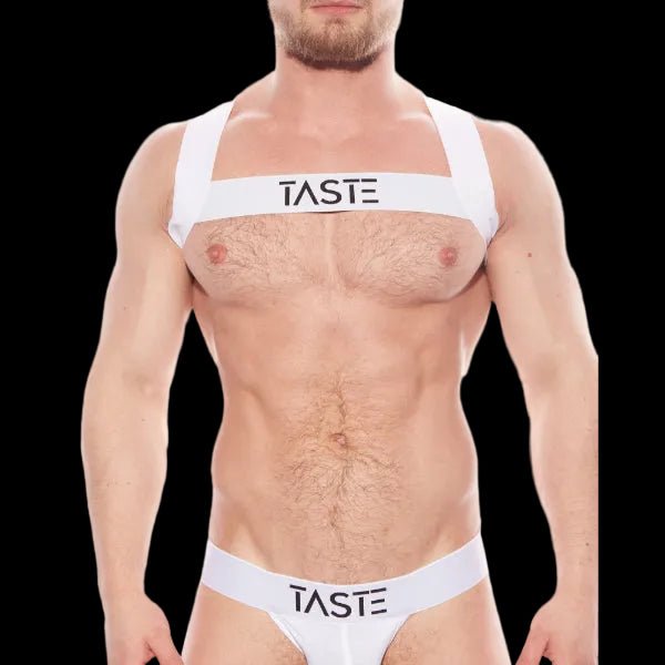 TASTE Signature Elasticated Chest Harness | White - The Pup Play Hub