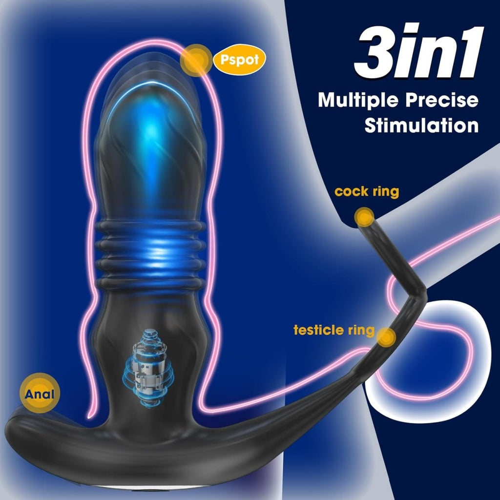 Thrusting Anal Plug with Cock Ring - The Pup Play Hub