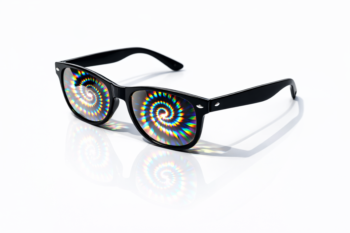 Black Spiral Diffraction Glasses