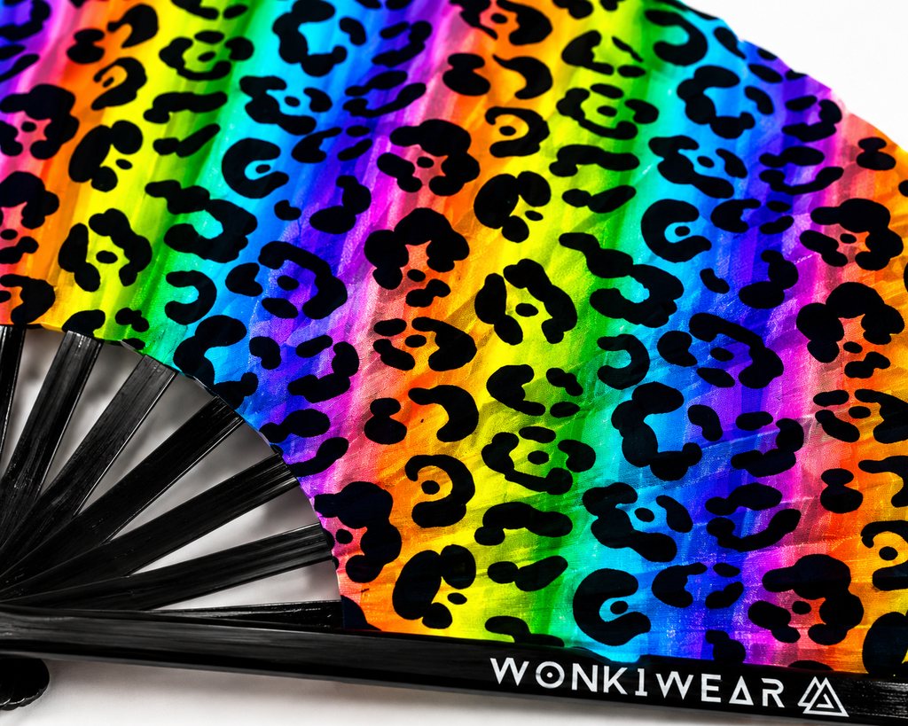Rainbow Leopard XL UV Reactive Festival Fan