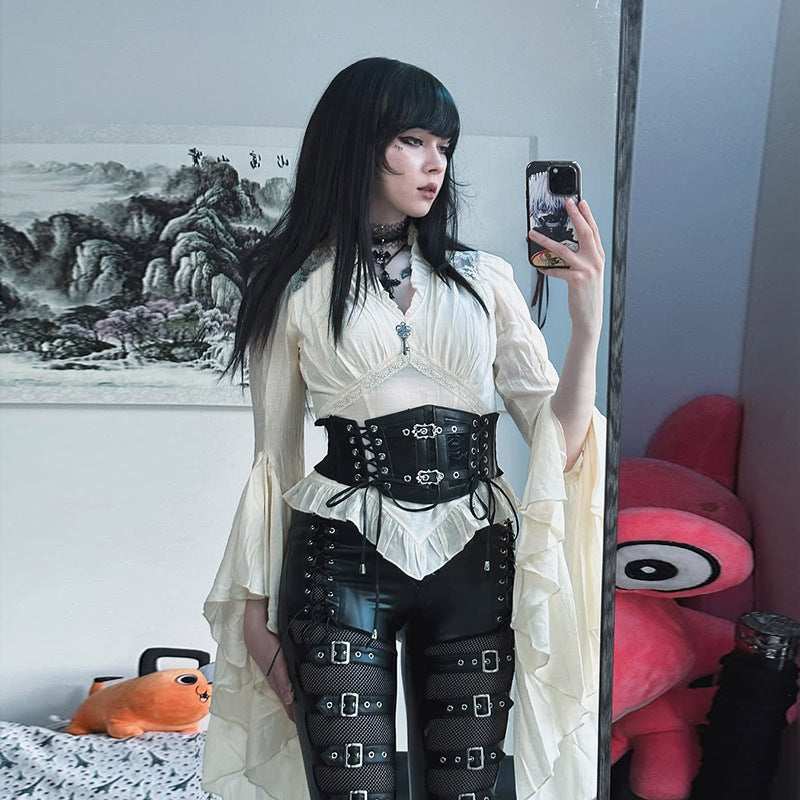 Victorian Ruffle V-Neck Blouse