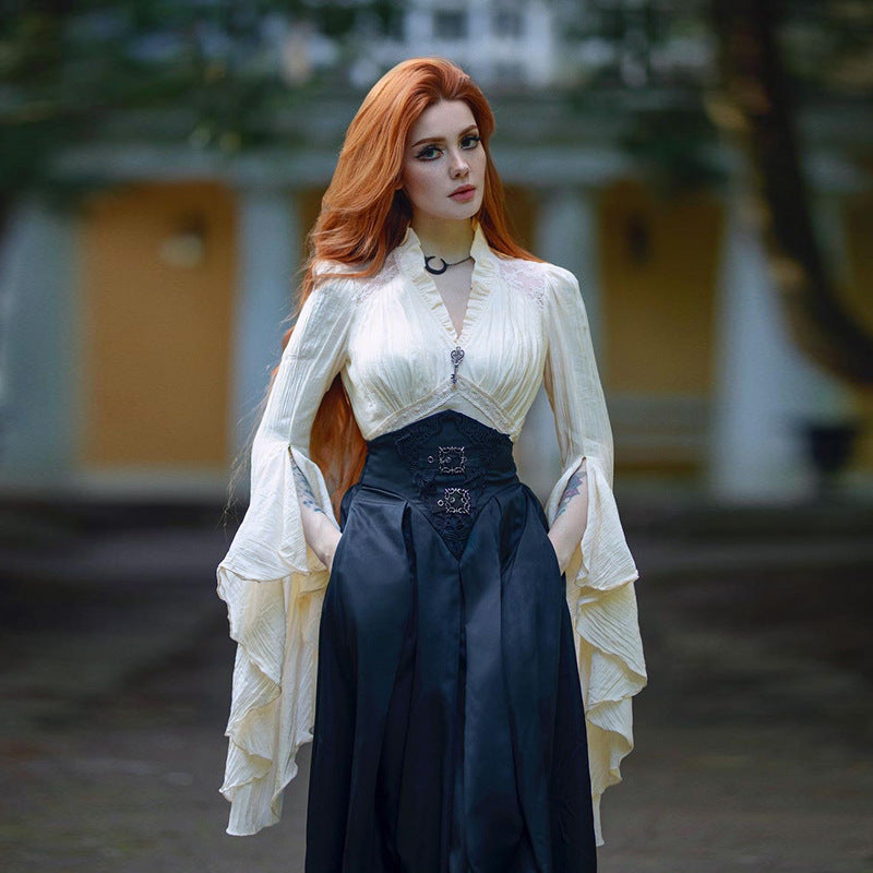 Victorian Ruffle V-Neck Blouse