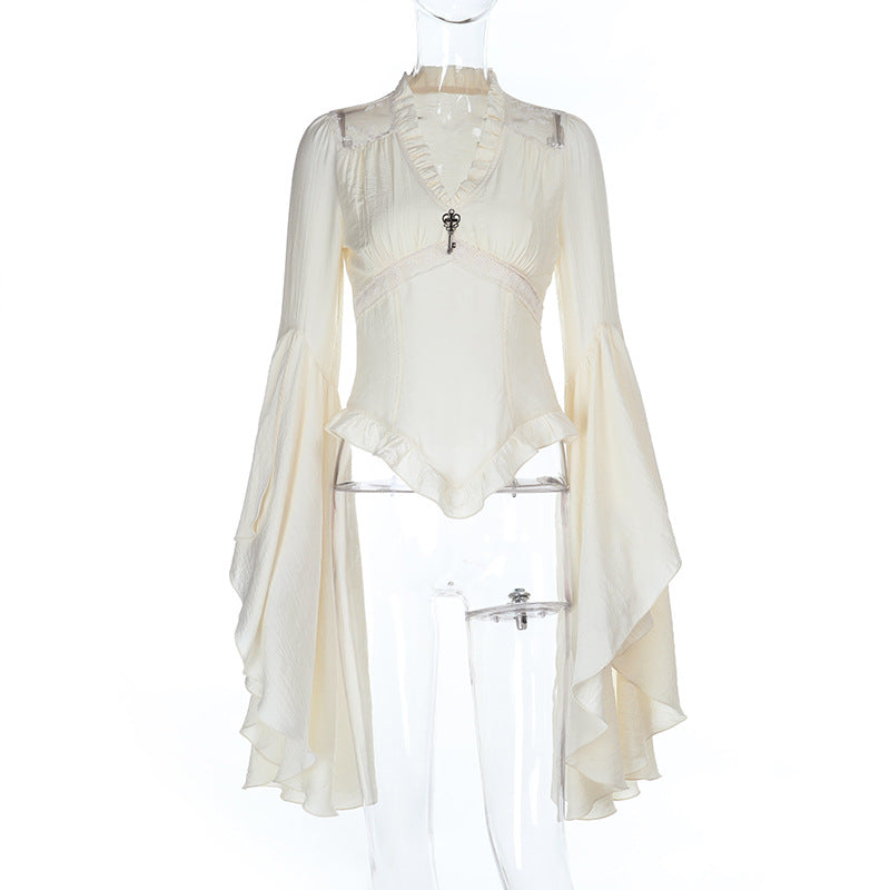 Victorian Ruffle V-Neck Blouse