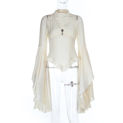 Victorian Ruffle V-Neck Blouse