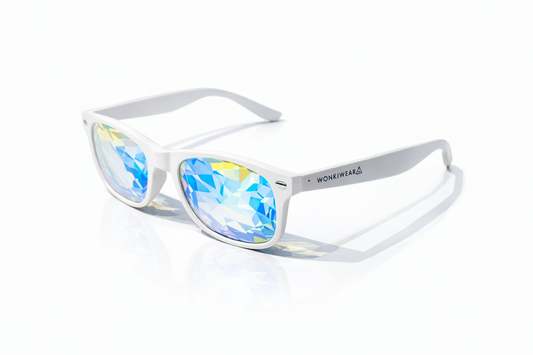 White Wayfarer Kaleidoscope Glasses