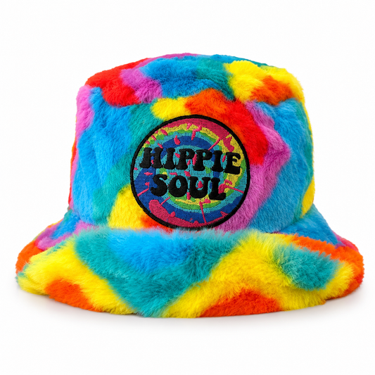 Rainbow Swirl Furry Bucket Hat