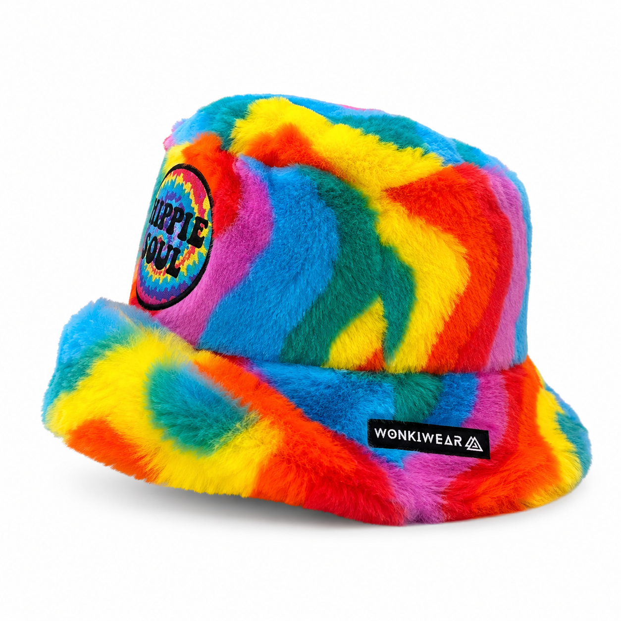 Rainbow Swirl Furry Bucket Hat