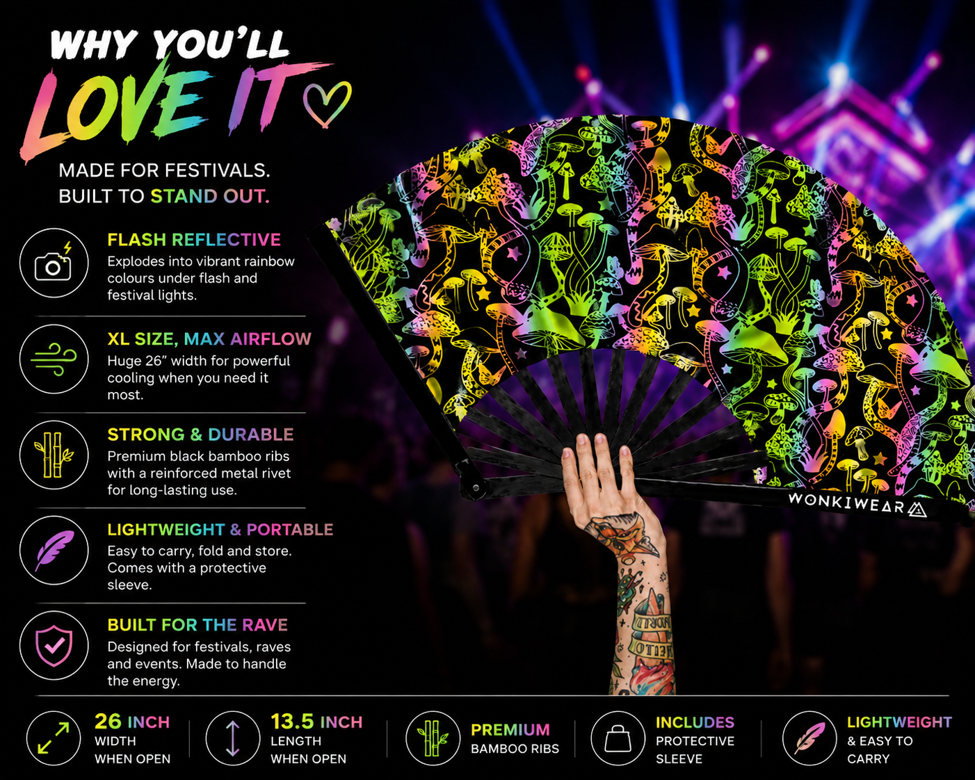 Shrooms XL Reflective Festival Fan