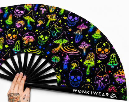 Mushroom & Skulls XL UV Reactive Festival Fan