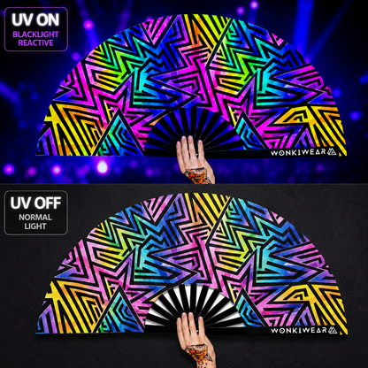 Electric Rainbow XL UV Reactive Festival Fan