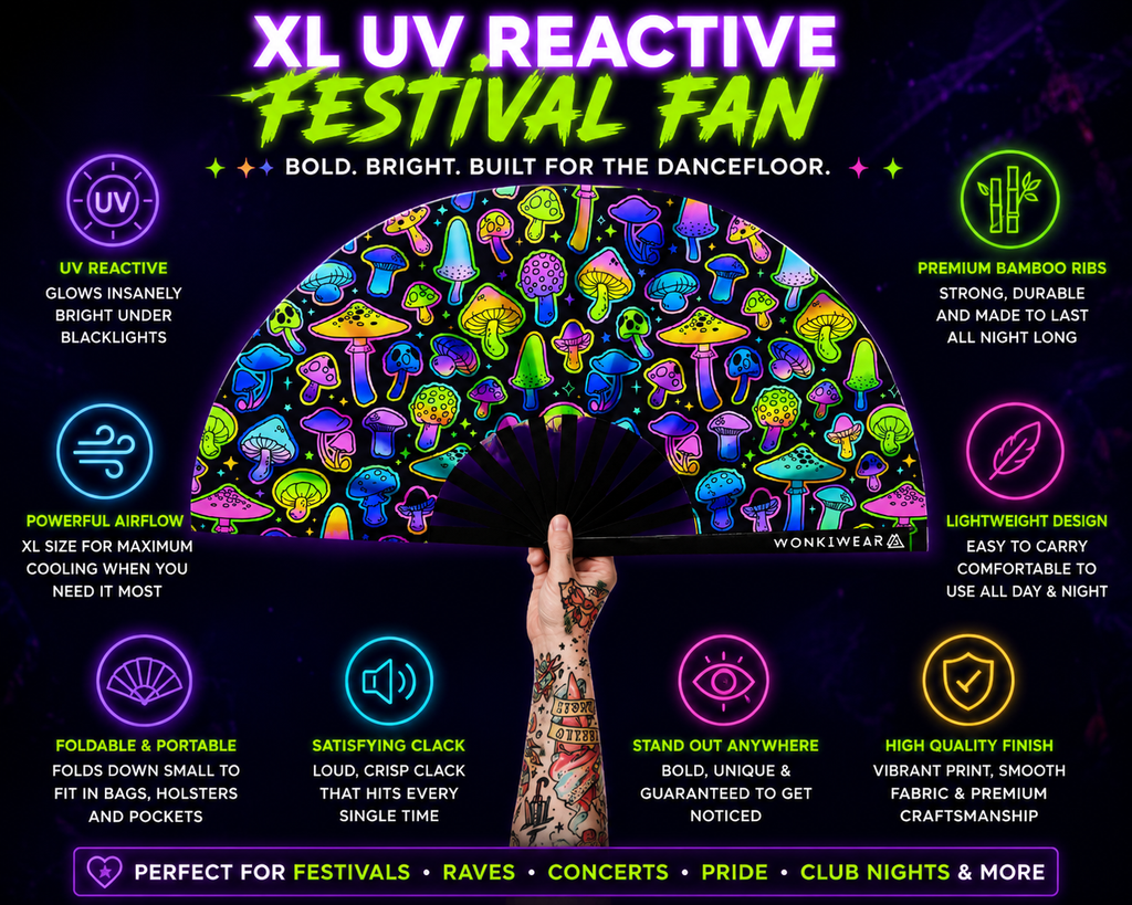 Mushroom XL UV Reactive Festival Fan