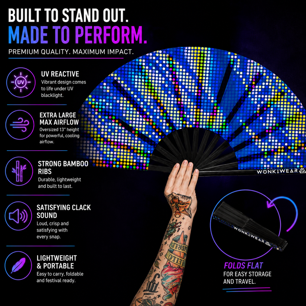 Microdots XL UV Reactive Festival Fan