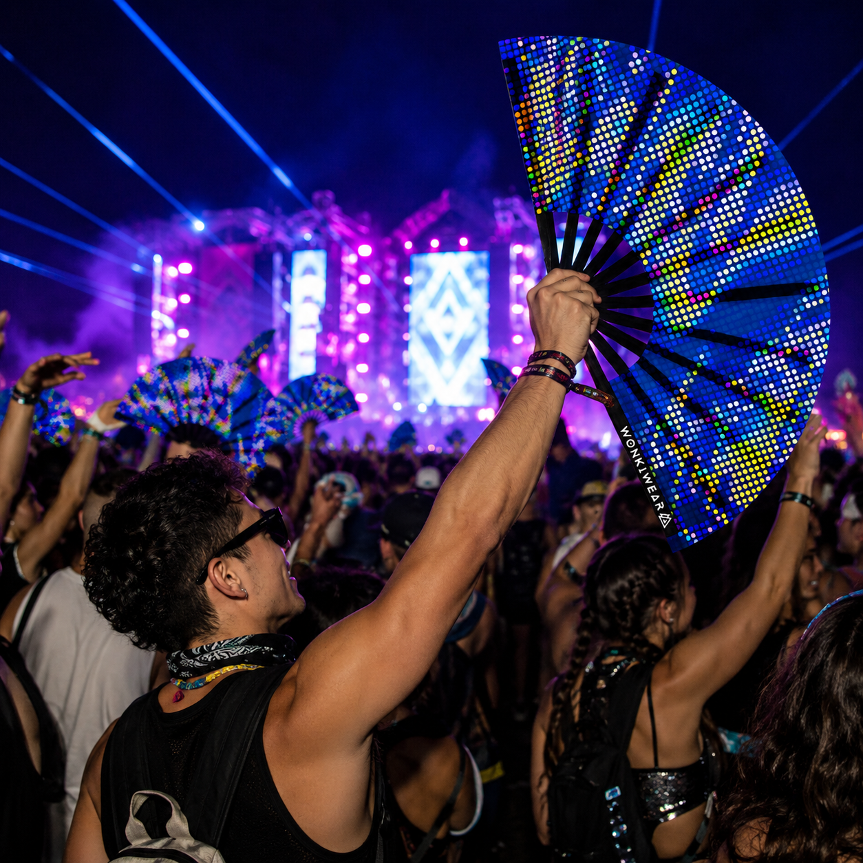 Microdots XL UV Reactive Festival Fan
