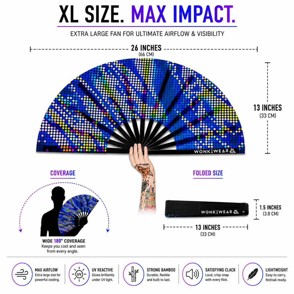 Microdots XL UV Reactive Festival Fan