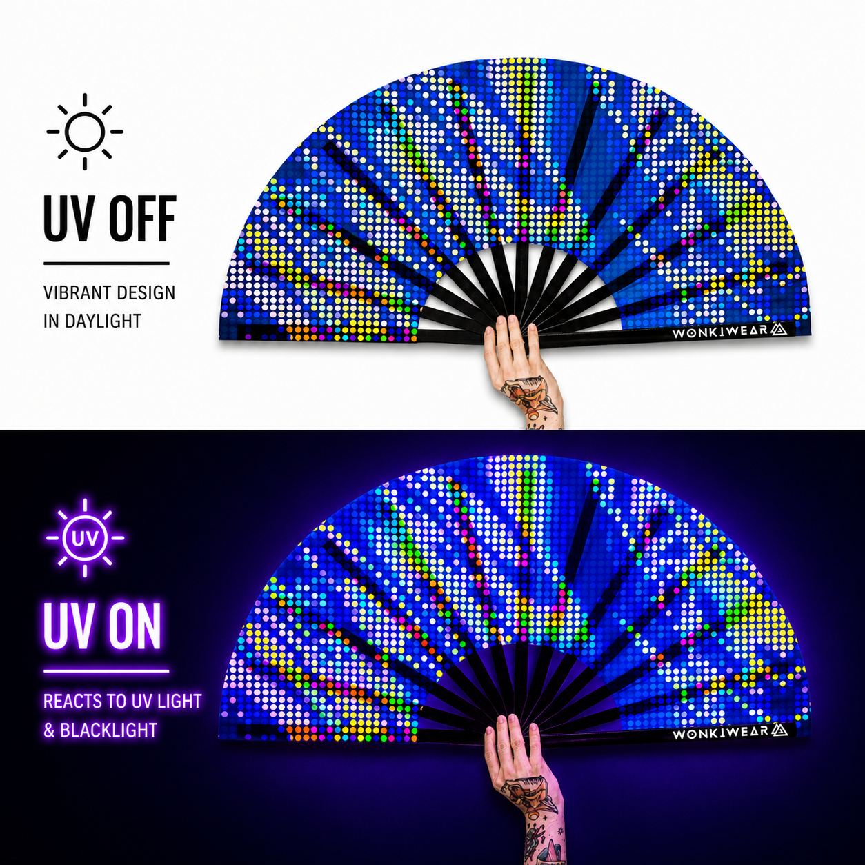 Microdots XL UV Reactive Festival Fan