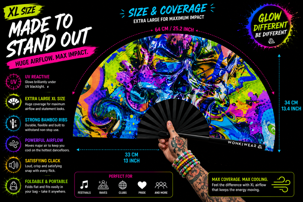Skulls & Bass XL UV Reactive Festival Fan