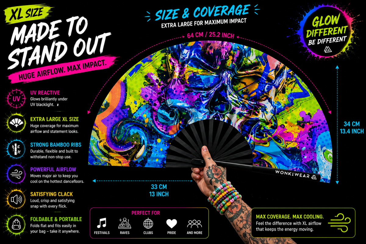 Skulls & Bass XL UV Reactive Festival Fan