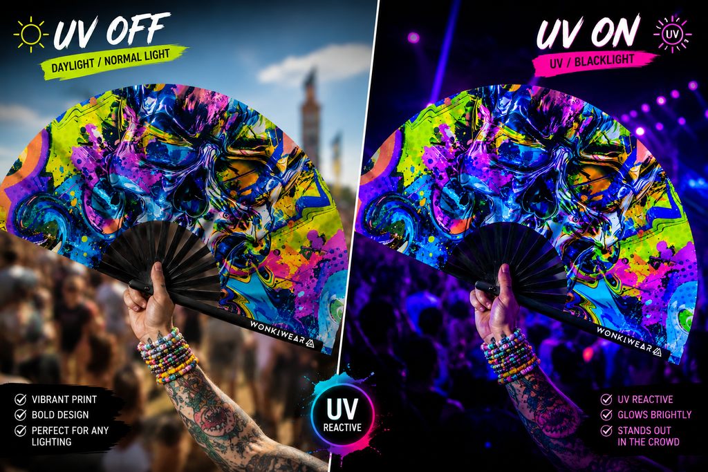 Skulls & Bass XL UV Reactive Festival Fan