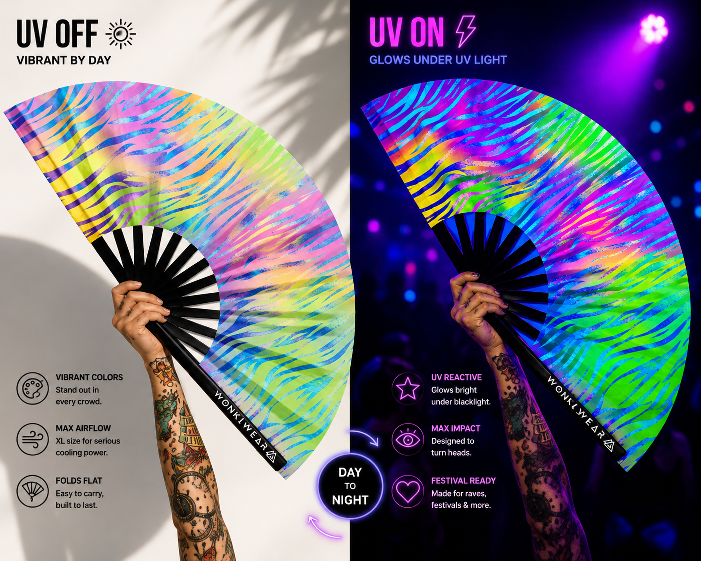 Safari Disco XL UV Reactive Festival Fan