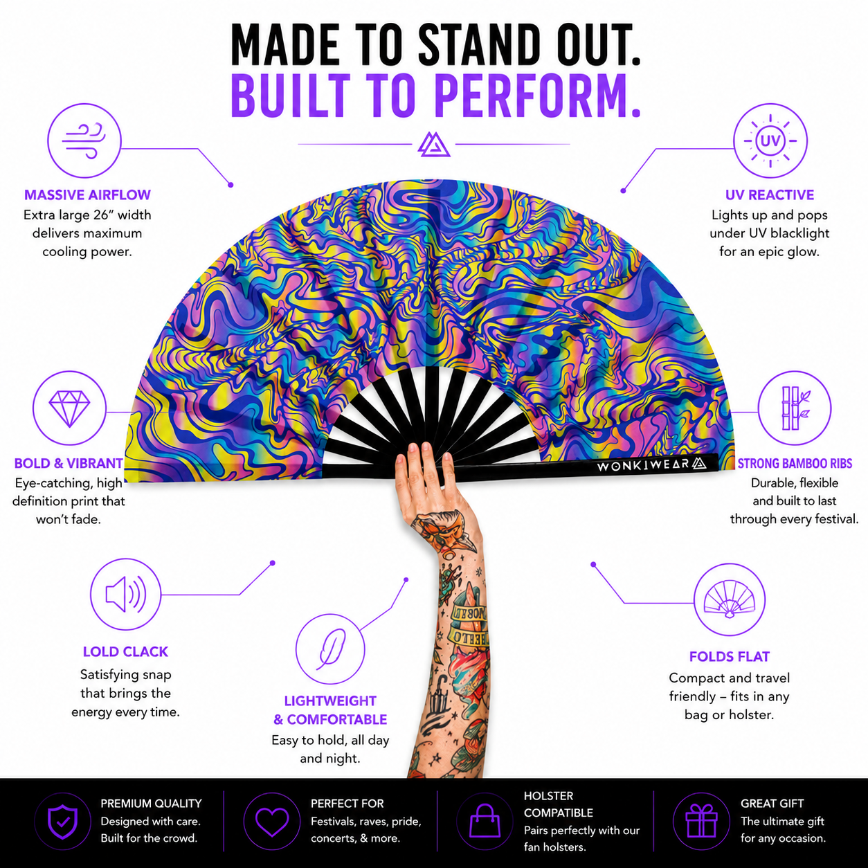 Psychedelic Maze XL UV Reactive Festival Fan