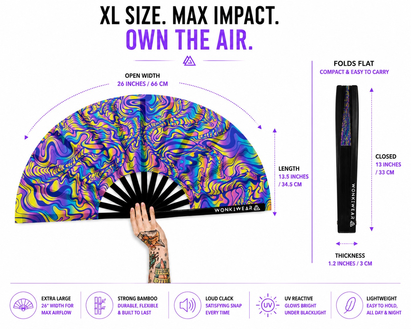 Psychedelic Maze XL UV Reactive Festival Fan
