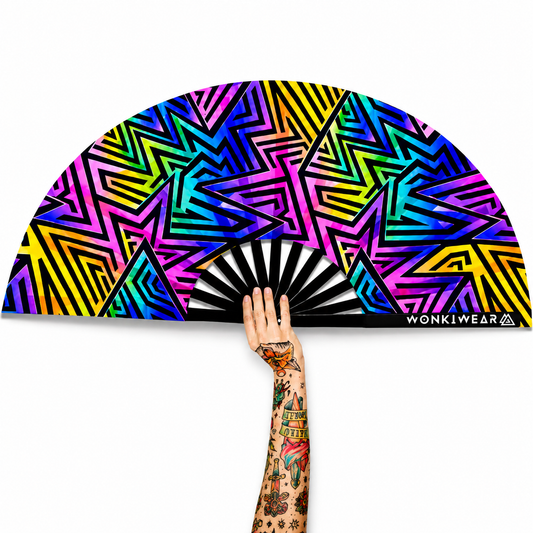 Electric Rainbow XL UV Reactive Festival Fan