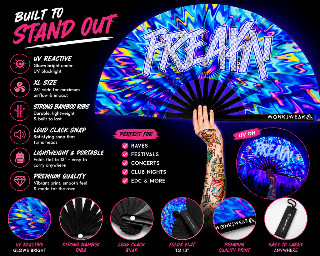 FREAKY XL UV Reactive Festival Fan