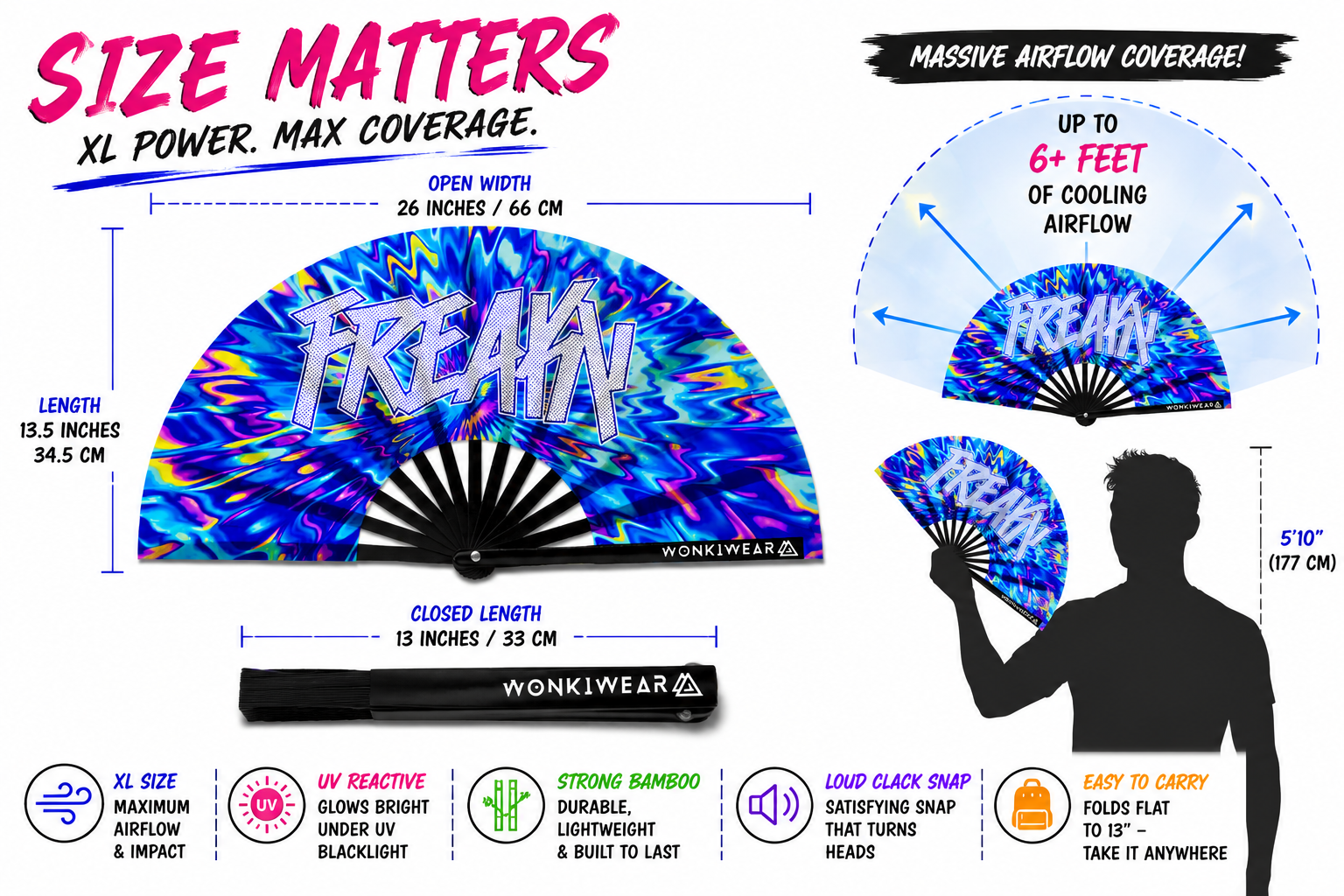 FREAKY XL UV Reactive Festival Fan