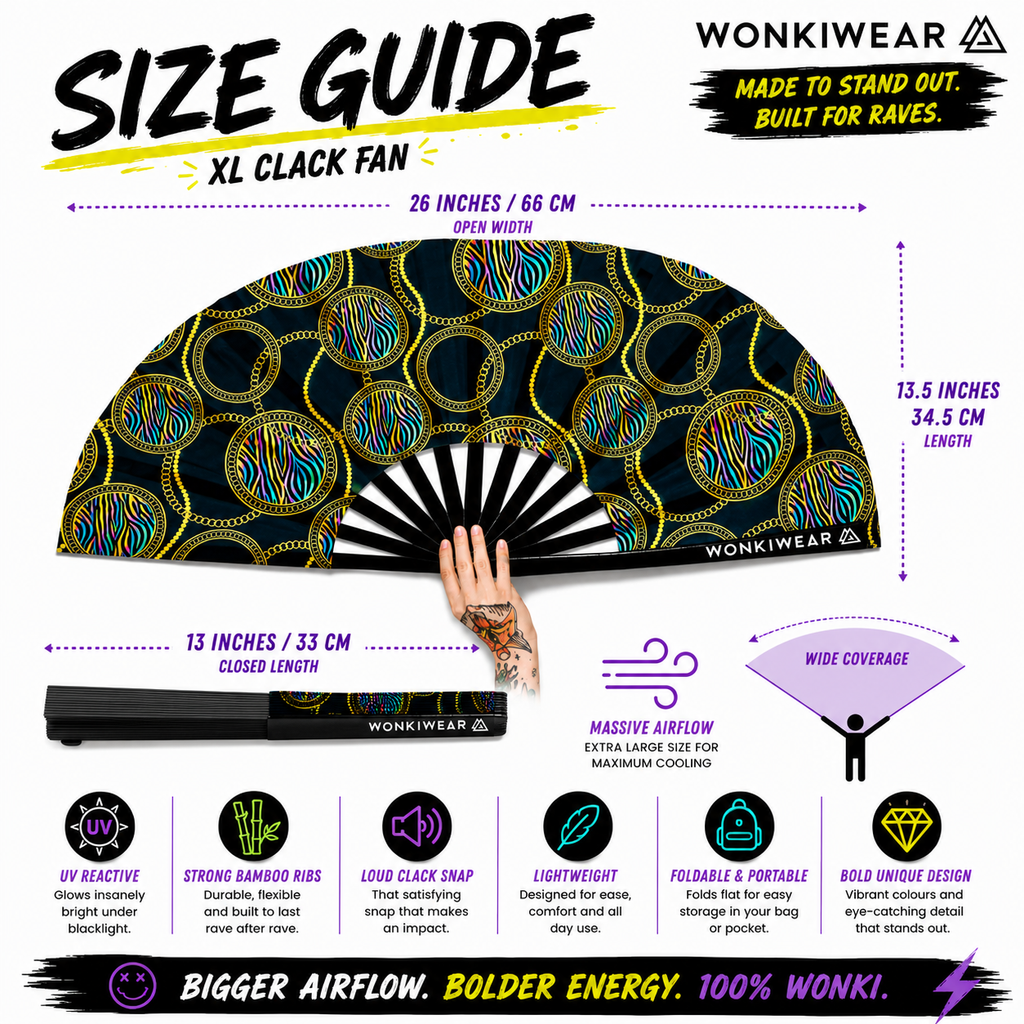 Posh Stuff XL UV Reactive Festival Fan