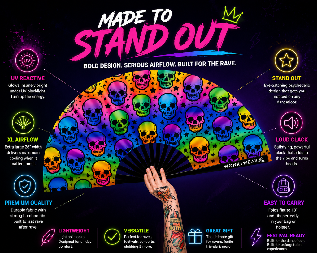 Trick or Treat XL UV Reactive Festival Fan
