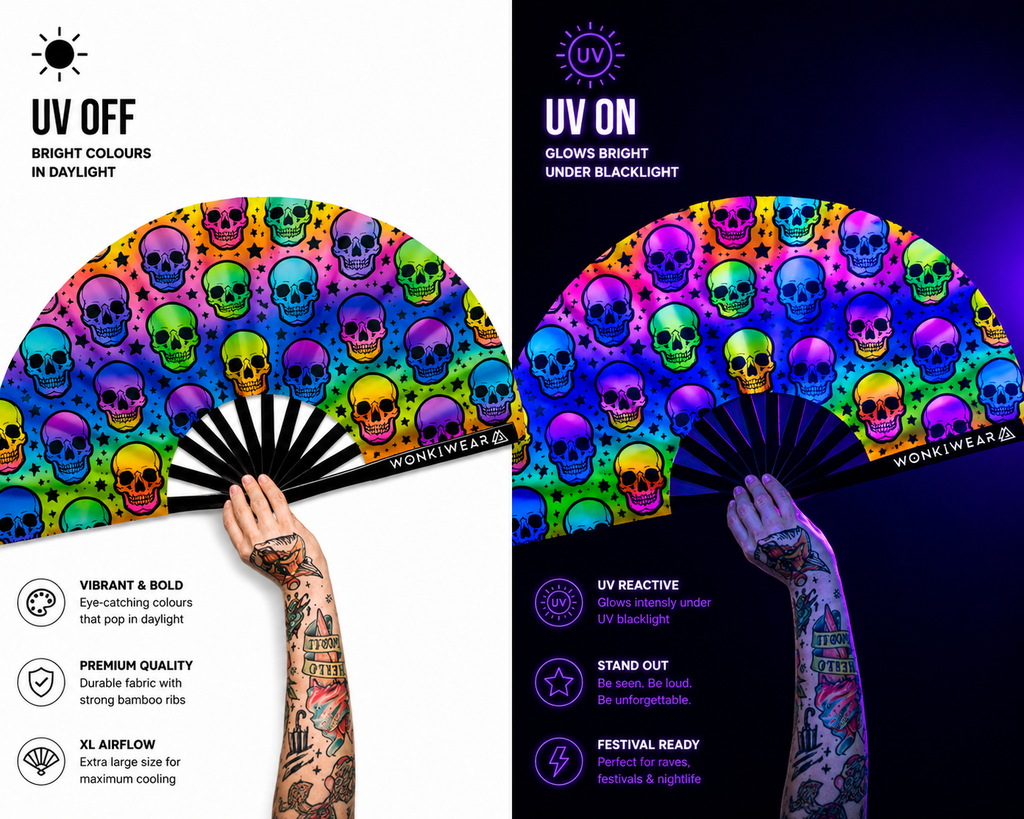 Trick or Treat XL UV Reactive Festival Fan