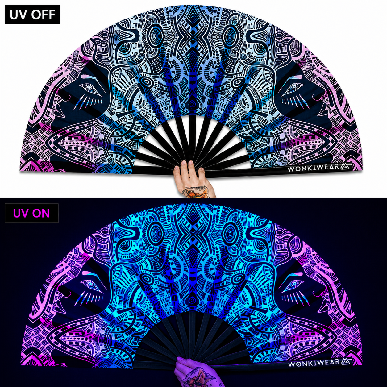 Techno Tribe XL UV Reactive Festival Fan