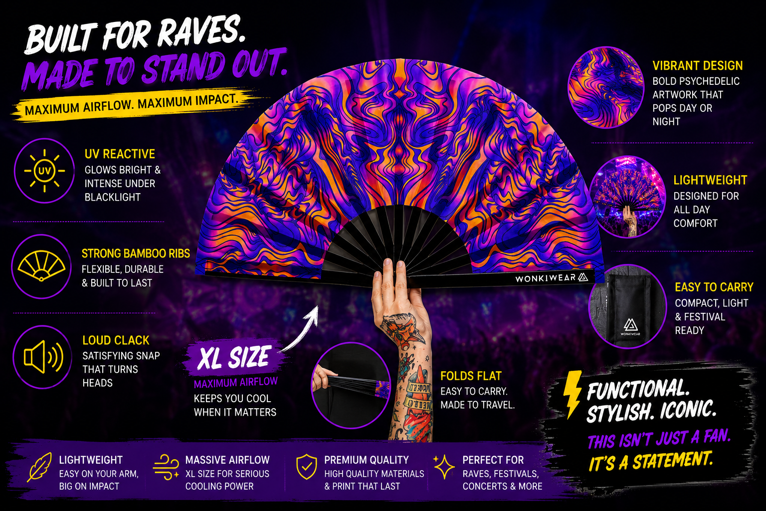 Sunset Session XL UV Reactive Festival Fan